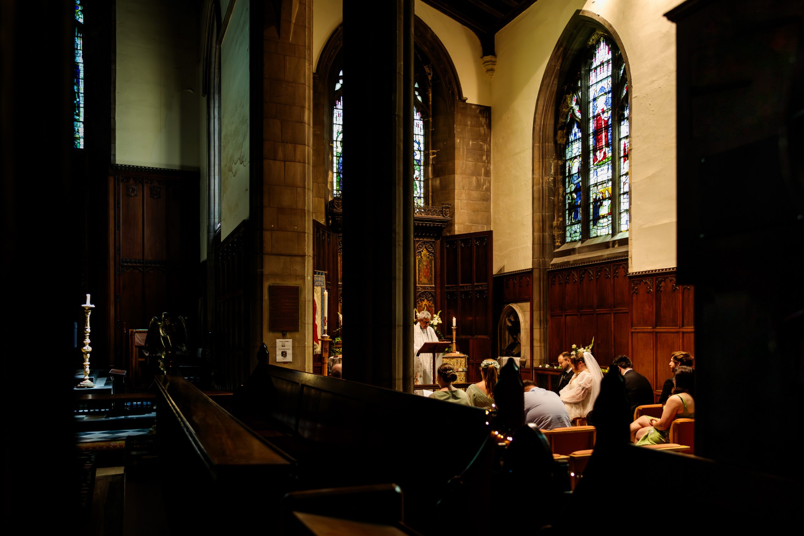 Wedding photographer in Leeds capturing a bride and groom at a St Matthews Church, Leeds, Yorkshire